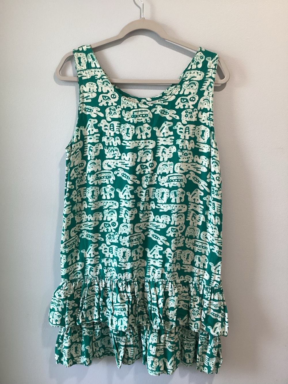 Back East Green & White Elephant Print Top